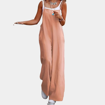Gleame.-Jurken &amp; Jumpsuits-Gleame Jumpsuit - Mouwloze jumpsuit in effen kleur en losse pasvorm
