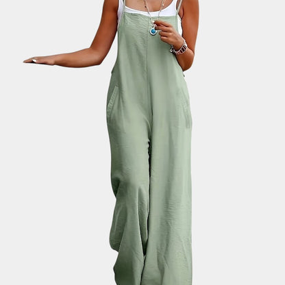 Gleame.-Jurken &amp; Jumpsuits-Gleame Jumpsuit - Mouwloze jumpsuit in effen kleur en losse pasvorm