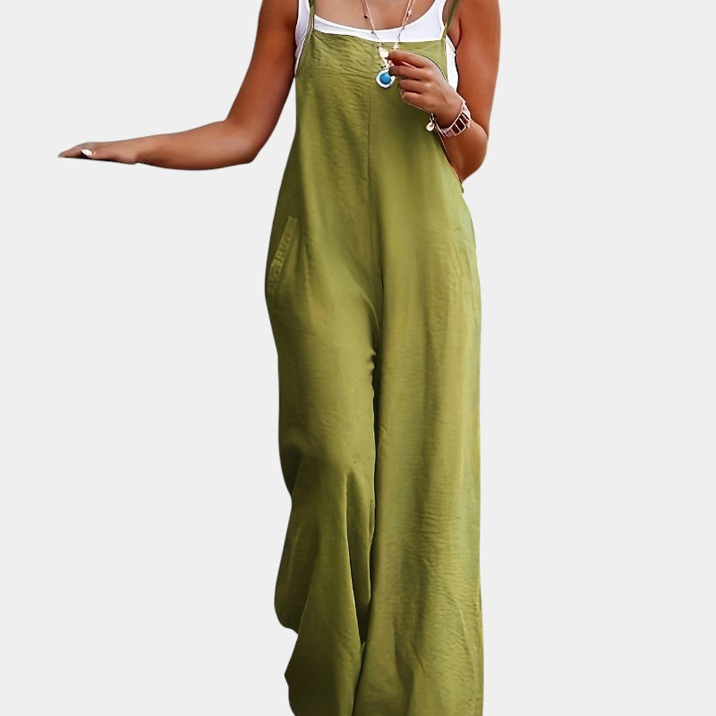 Gleame.-Jurken &amp; Jumpsuits-Gleame Jumpsuit - Mouwloze jumpsuit in effen kleur en losse pasvorm