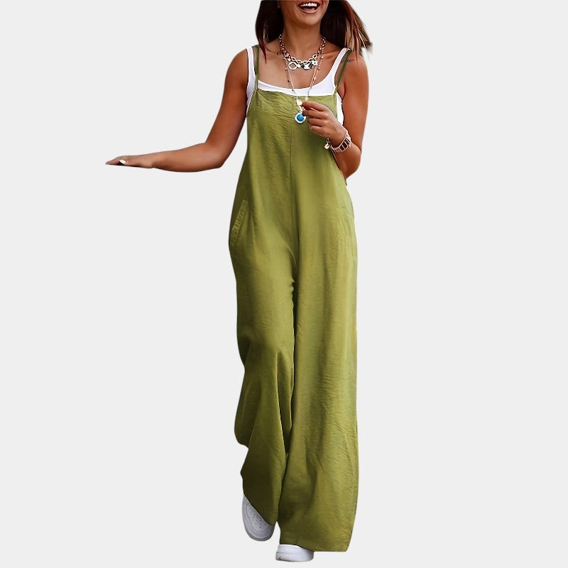 Gleame.-Jurken &amp; Jumpsuits-Gleame Jumpsuit - Mouwloze jumpsuit in effen kleur en losse pasvorm