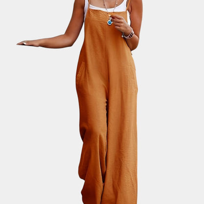Gleame.-Jurken &amp; Jumpsuits-Gleame Jumpsuit - Mouwloze jumpsuit in effen kleur en losse pasvorm