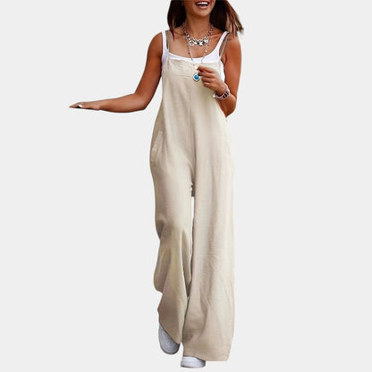 Gleame.-Jurken &amp; Jumpsuits-Gleame Jumpsuit - Mouwloze jumpsuit in effen kleur en losse pasvorm