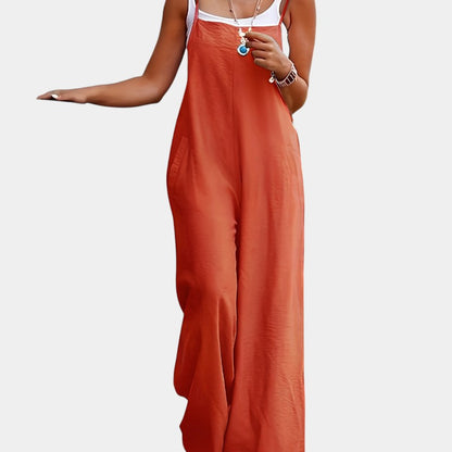 Gleame.-Jurken &amp; Jumpsuits-Gleame Jumpsuit - Mouwloze jumpsuit in effen kleur en losse pasvorm