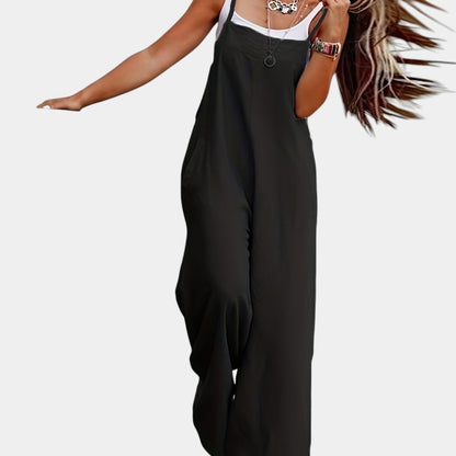 Gleame.-Jurken &amp; Jumpsuits-Gleame Jumpsuit - Mouwloze jumpsuit in effen kleur en losse pasvorm