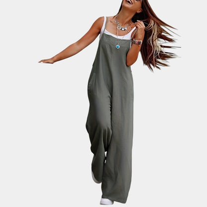 Gleame.-Jurken &amp; Jumpsuits-Gleame Jumpsuit - Mouwloze jumpsuit in effen kleur en losse pasvorm