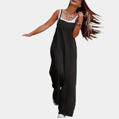 Gleame.-Jurken &amp; Jumpsuits-Gleame Jumpsuit - Mouwloze jumpsuit in effen kleur en losse pasvorm