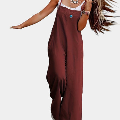 Gleame.-Jurken &amp; Jumpsuits-Gleame Jumpsuit - Mouwloze jumpsuit in effen kleur en losse pasvorm