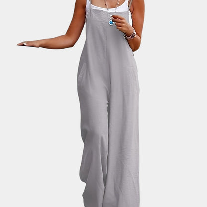 Gleame.-Jurken &amp; Jumpsuits-Gleame Jumpsuit - Mouwloze jumpsuit in effen kleur en losse pasvorm