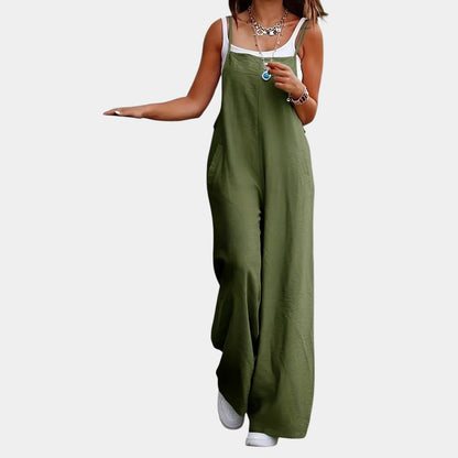 Gleame.-Jurken &amp; Jumpsuits-Gleame Jumpsuit - Mouwloze jumpsuit in effen kleur en losse pasvorm