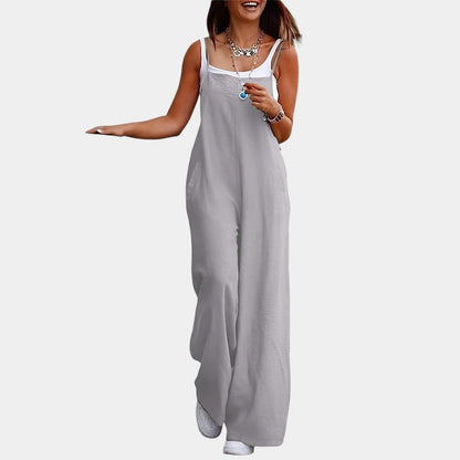 Gleame.-Jurken &amp; Jumpsuits-Gleame Jumpsuit - Mouwloze jumpsuit in effen kleur en losse pasvorm