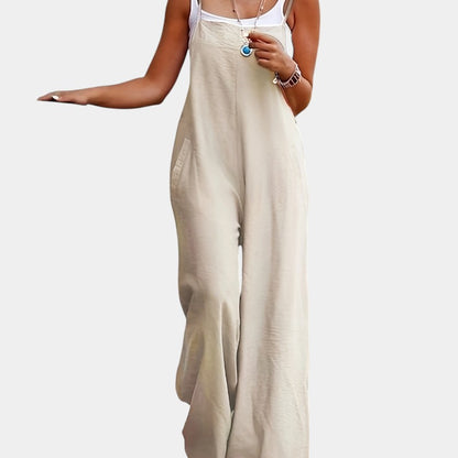 Gleame.-Jurken &amp; Jumpsuits-Gleame Jumpsuit - Mouwloze jumpsuit in effen kleur en losse pasvorm