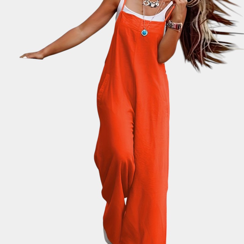 Gleame.-Jurken &amp; Jumpsuits-Gleame Jumpsuit - Mouwloze jumpsuit in effen kleur en losse pasvorm