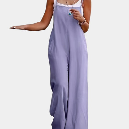 Gleame.-Jurken &amp; Jumpsuits-Gleame Jumpsuit - Mouwloze jumpsuit in effen kleur en losse pasvorm