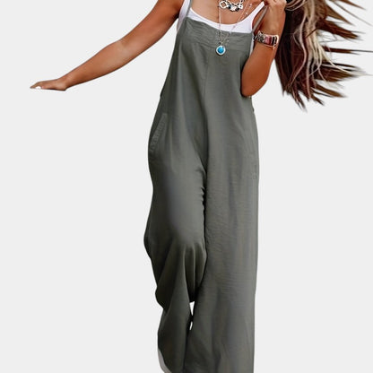 Gleame.-Jurken &amp; Jumpsuits-Gleame Jumpsuit - Mouwloze jumpsuit in effen kleur en losse pasvorm