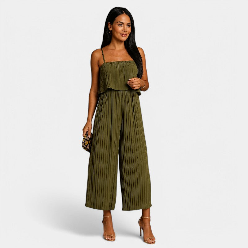 Gleame.-Jurken &amp; Jumpsuits-Gleame Jumpsuit - One-piece vrouwen khaki met plooien