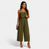 Gleame.-Jurken & Jumpsuits-Gleame Jumpsuit - One-piece vrouwen khaki met plooien