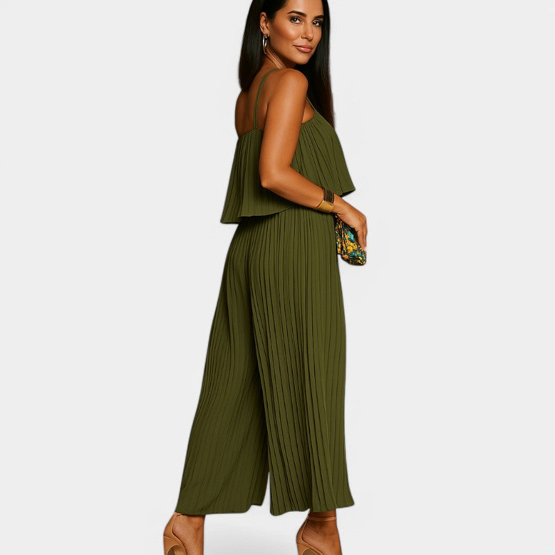 Gleame.-Jurken &amp; Jumpsuits-Gleame Jumpsuit - One-piece vrouwen khaki met plooien
