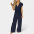 Gleame.-Jurken & Jumpsuits-Gleame Jumpsuit - V-hals korte mouw casual jumpsuit