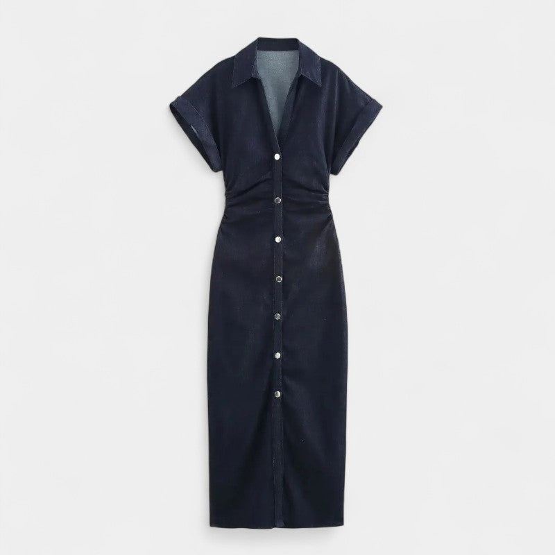  Gleame.-Jurken &amp; Jumpsuits-Gleame Jurk - Casual denim jurk met korte mouwen