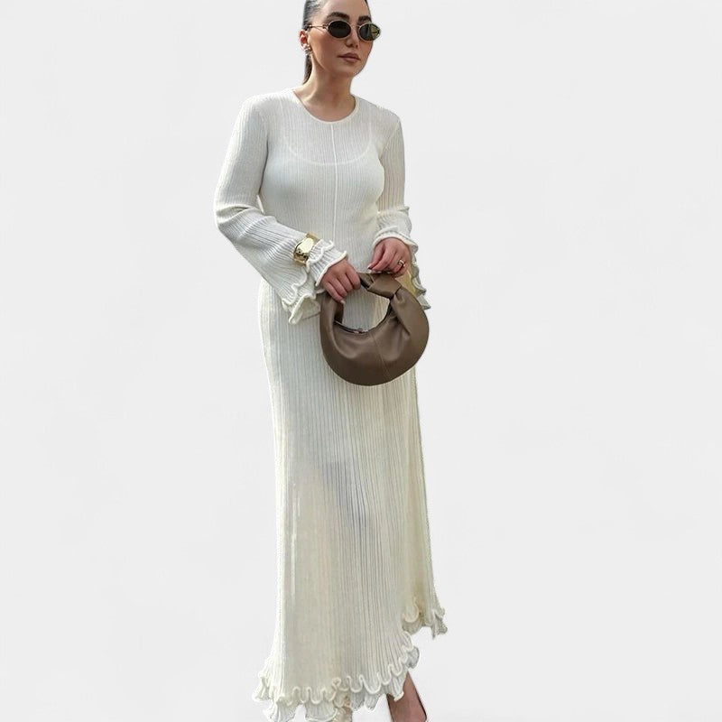 Gleame.-Jurken & Jumpsuits-Gleame Jurk - Casual losse lange jurk met O-hals