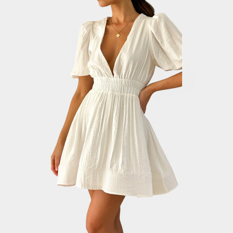 Gleame.-Jurken &amp; Jumpsuits-Gleame Jurk - Dames jurk met korte mouwen en elastische taille