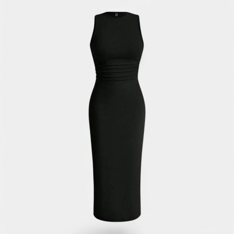 Gleame.-Jurken &amp; Jumpsuits-Gleame Jurk - Effen mouwloze jurk met ronde hals voor feesten