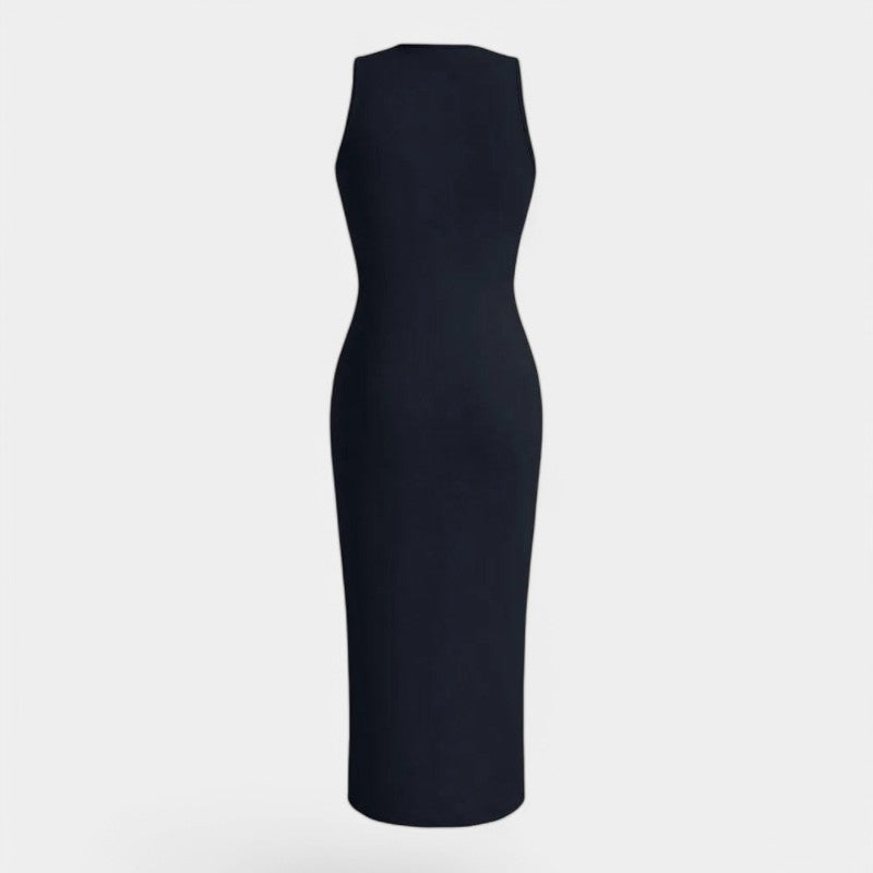 Gleame.-Jurken &amp; Jumpsuits-Gleame Jurk - Effen mouwloze jurk met ronde hals voor feesten