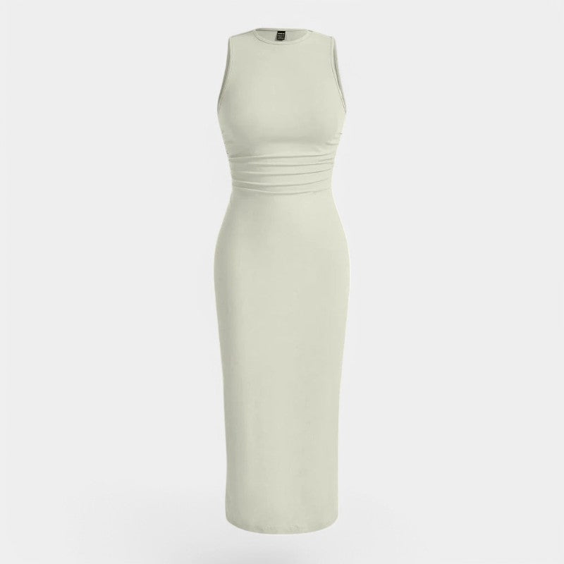 Gleame.-Jurken &amp; Jumpsuits-Gleame Jurk - Effen mouwloze jurk met ronde hals voor feesten