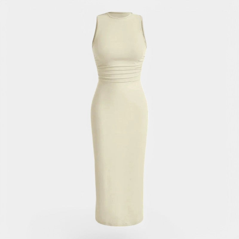 Gleame.-Jurken &amp; Jumpsuits-Gleame Jurk - Effen mouwloze jurk met ronde hals voor feesten