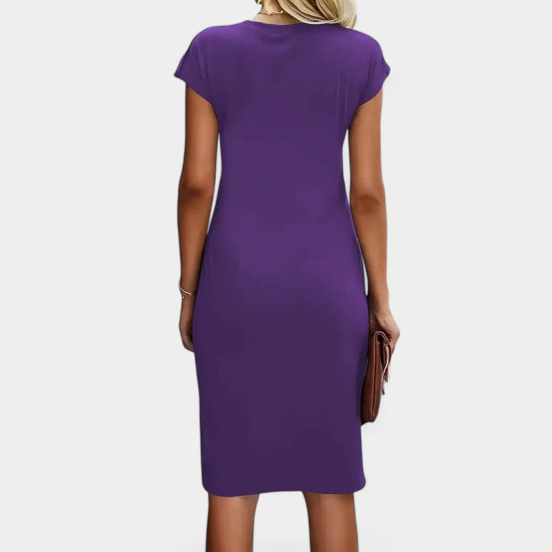 Gleame.-Jurken &amp; Jumpsuits-Gleame Jurk - Elegante jurk met korte mouwen en geplooide taille