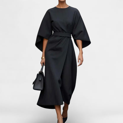 Gleame.-Jurken &amp; Jumpsuits-Gleame Jurk - Elegante jurk met wijde mouwen en tailleband