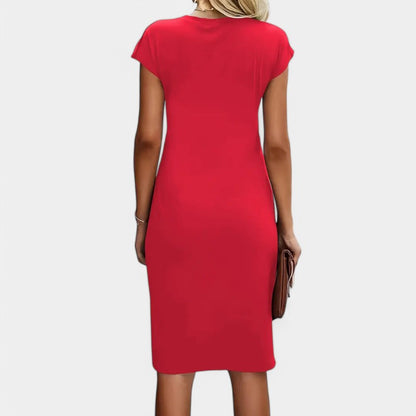 Gleame.-Jurken &amp; Jumpsuits-Gleame Jurk - Elegante jurk met korte mouwen en geplooide taille