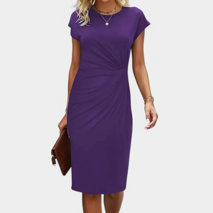 Gleame.-Jurken &amp; Jumpsuits-Gleame Jurk - Elegante jurk met korte mouwen en geplooide taille