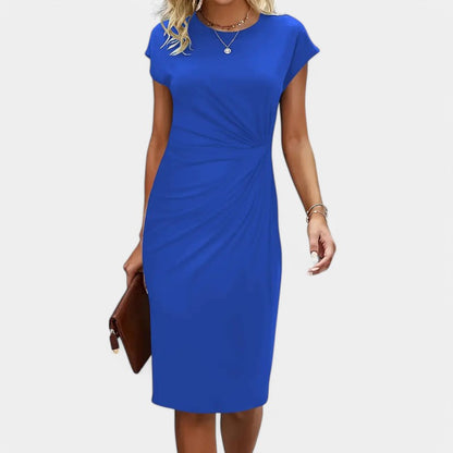 Gleame.-Jurken &amp; Jumpsuits-Gleame Jurk - Elegante jurk met korte mouwen en geplooide taille