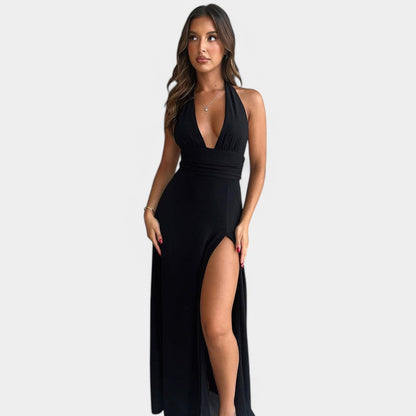 Gleame.-Jurken &amp; Jumpsuits-Gleame Jurk - Elegante jurk met diepe V-hals en kant