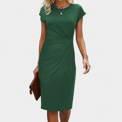 Gleame.-Jurken &amp; Jumpsuits-Gleame Jurk - Elegante jurk met korte mouwen en geplooide taille