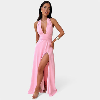 Gleame.-Jurken &amp; Jumpsuits-Gleame Jurk - Elegante jurk met diepe V-hals en kant