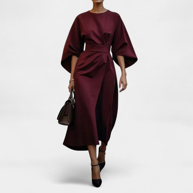 Gleame.-Jurken &amp; Jumpsuits-Gleame Jurk - Elegante jurk met wijde mouwen en tailleband