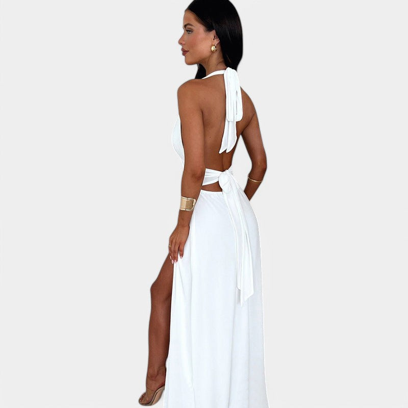 Gleame.-Jurken &amp; Jumpsuits-Gleame Jurk - Elegante jurk met diepe V-hals en kant