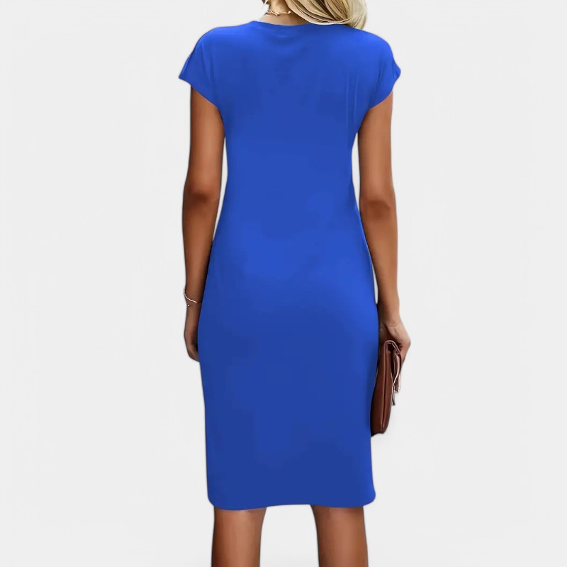 Gleame.-Jurken &amp; Jumpsuits-Gleame Jurk - Elegante jurk met korte mouwen en geplooide taille