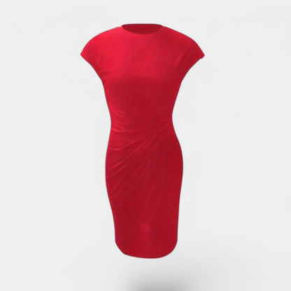 Gleame.-Jurken &amp; Jumpsuits-Gleame Jurk - Elegante jurk met korte mouwen en geplooide taille
