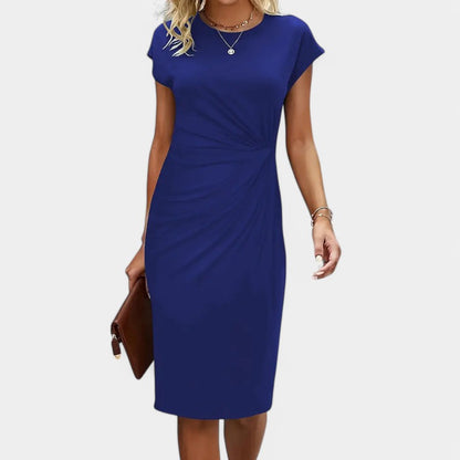 Gleame.-Jurken &amp; Jumpsuits-Gleame Jurk - Elegante jurk met korte mouwen en geplooide taille