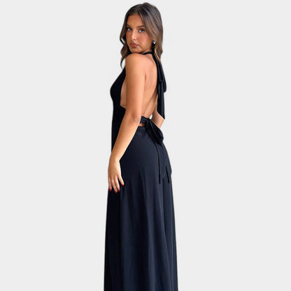 Gleame.-Jurken &amp; Jumpsuits-Gleame Jurk - Elegante jurk met diepe V-hals en kant