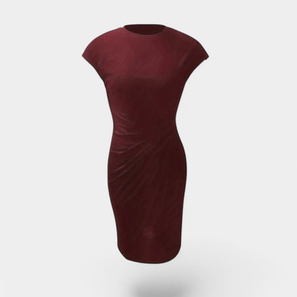 Gleame.-Jurken &amp; Jumpsuits-Gleame Jurk - Elegante jurk met korte mouwen en geplooide taille