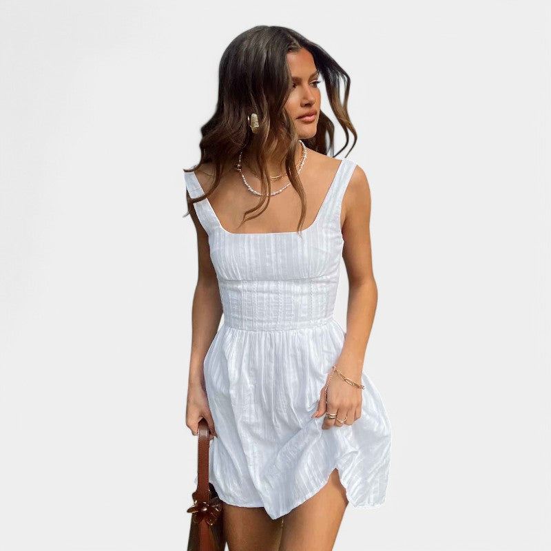 Gleame.-Jurken & Jumpsuits-Gleame Jurk - Elegante witte mini jurk voor avondfeest