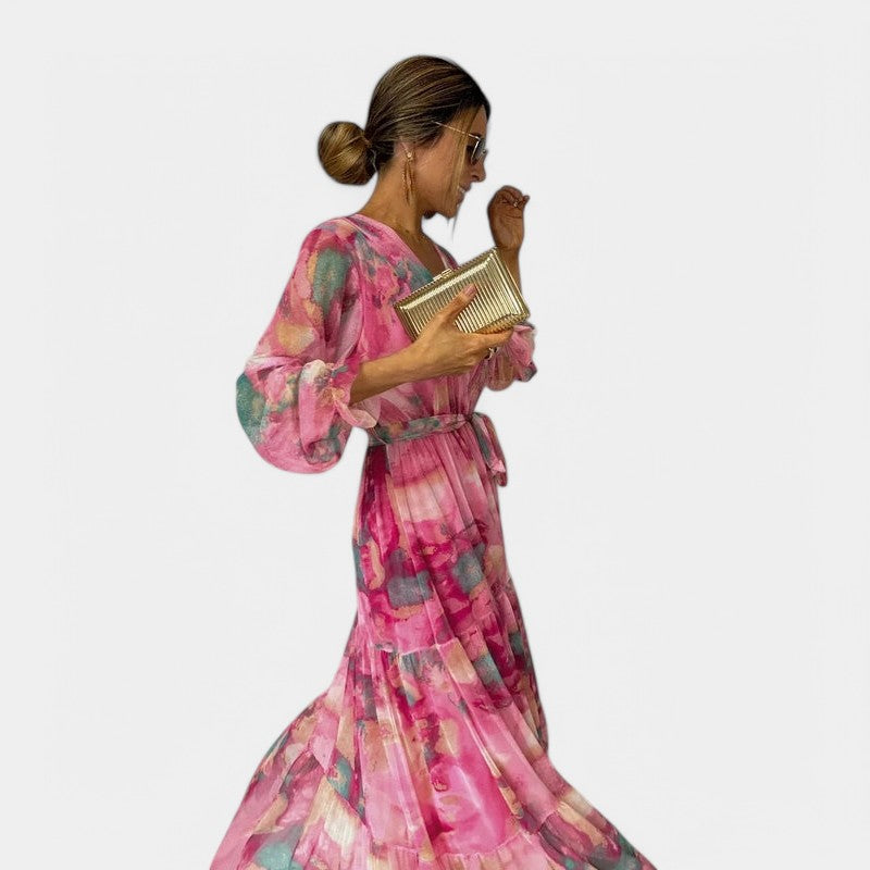 Gleame.-Jurken &amp; Jumpsuits-Gleame Jurk - Lange mouwen zomerjurk voor casual stijl