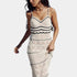 Gleame.-Jurken & Jumpsuits-Gleame Jurk - Mouwenloze V-hals jurk met hoge taille