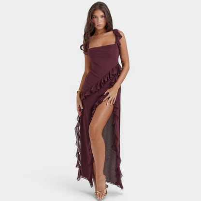 Gleame Lange Jurk - Sexy geplooide zomerjurk voor dames met hoge split