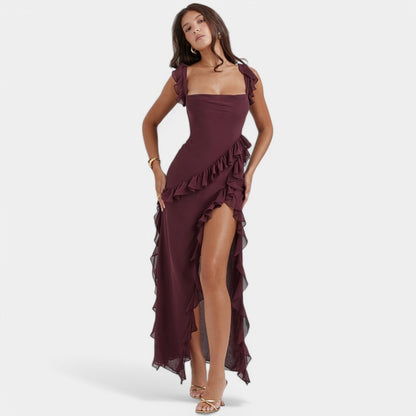 Gleame Lange Jurk - Sexy geplooide zomerjurk voor dames met hoge split