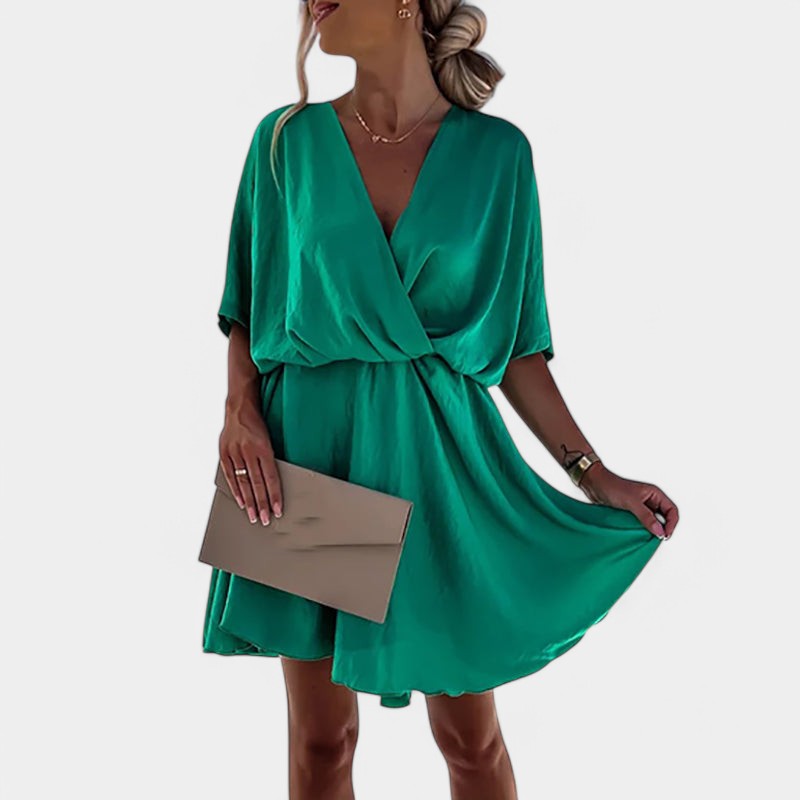 Gleame.-Jurken &amp; Jumpsuits-Gleame Jurk - Stijlvolle soepelvallende jurk met V-hals